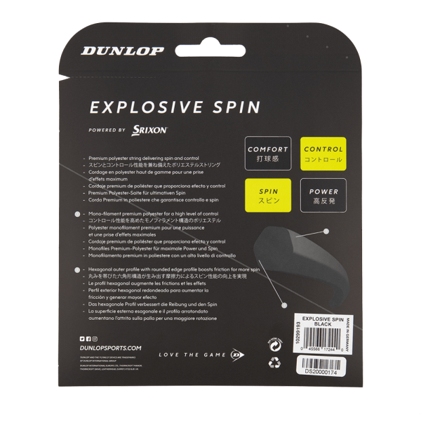 Dunlop Explosive Spin 17 1.25 Negro New